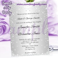 Silver Wedding Invitation,Diamonds Wedding Invitation,(015w)